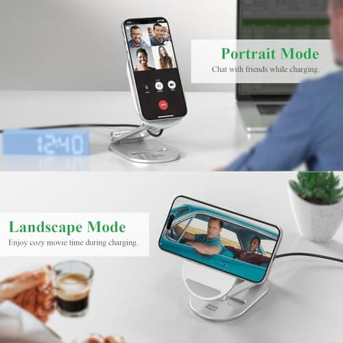 Magnetic Wireless Charger, Minthouz Foldable Mag Safe Charging Stand, Adjustable Wireless Charging Station with 20W Wall Adapter, for iPhone 16 15 14 13 12 Pro/Max/Plus, AirPods 3/Pro 2/Pro - Thumbnail 5