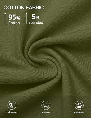 Women's V Neck Cotton T-Shirts Breathable Short Sleeve Tops Lightweight Stretch Summer Tees (Army Green,Medium) - Thumbnail 5