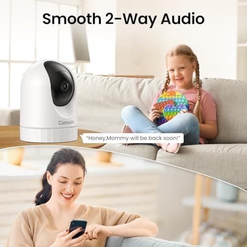 Cinnado 2K Home Security Cameras-2.4Ghz WiFi Indoor Camera with 360° Motion Detection for Pets/Nanny/Baby/Dog, 2 Way Audio, 24/7 SD Card Storage, Cloud Storage, Works with Alexa & Google Home, D1 4P - Thumbnail 6