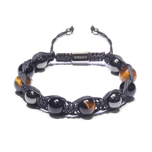 ENERACO Mens Easter Bracelet Tiger Eye Obsidian Hematite, Healing Stone Protection Beads Bracelet for Anxiety Stress Relief, Easter Gifts for Men Adults Basket Stuffer - Image 1