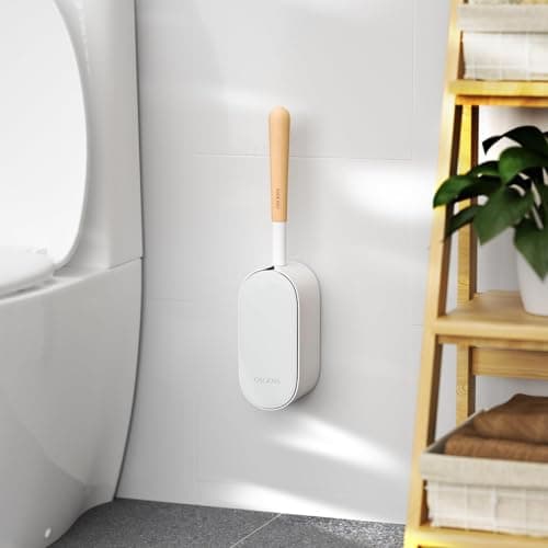 Wooden Toilet Brush, OSCIOSS Toilet Brush and Holder Set with Ergonomic Design, Compact Size, Durable Bristles, Bamboo RV Toilet Cleaner & Holder for Bathroom (Natural, 1pack) - Image 1