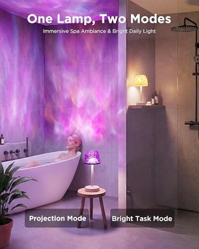 Beslike Waterproof Shower Lamp, Rechargeable Cordless Bathroom Light with Ocean Wave Projector, 16-Color Changing LED Mood Light with Touch & Remote Control for Bathtub, Spa and Bathroom Decor - Thumbnail 2