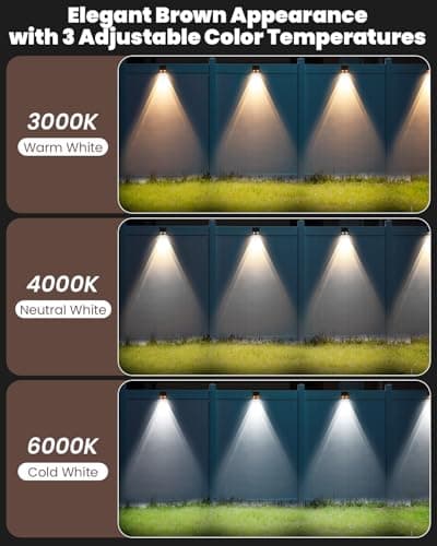 Brighter Solar Fence Lights-3000/4000/6000K 3 Mode,Solar Lights Outdoor Waterproof,Dusk to Dawn Deck Light, Outdoor Lighting for Backyard/Railing/Wall/Step/Patio(8 Pack,Brown) - Thumbnail 3