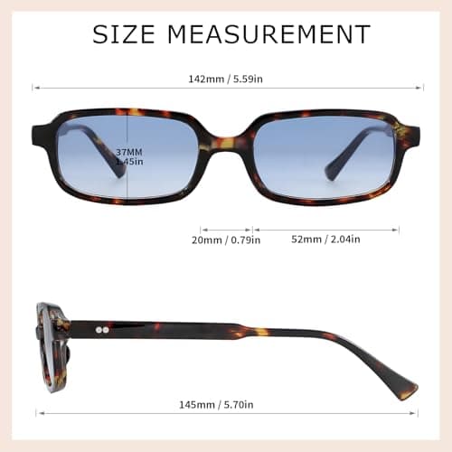 JOOX Retro Rectangle Sunglasses for Women Men Small 90s Style Vintage Trendy Narrow Rectangular Frame 2026 - Thumbnail 3