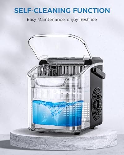 COWSAR Ice Maker Countertop, Portable Ice Machine with Self-Cleaning, 26.5 lbs/24Hrs, 8 Ice Cubes in 6 Mins, Ice Basket and Scoop, Ideal for Home, Kitchen, Bar, Camping - Thumbnail 5