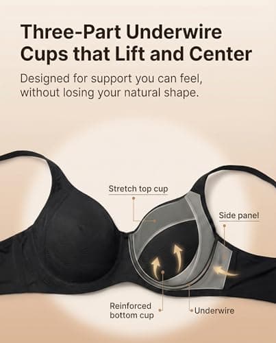 Women's Jacquard Full Coverage Minimizer Bra, Unlined Cups, Underwire Natural Shape & Smooth Fabric for a Sleek Silhouette Under Clothes Black 38DD - Thumbnail 6