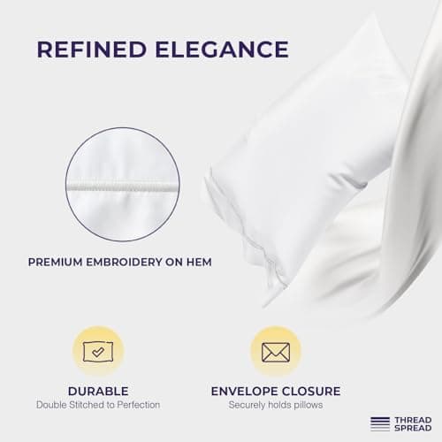 THREAD SPREAD 100% Egyptian Cotton Queen Sheet Set - 2000 Series Luxury Sheets Queen Size Bed Set (4 PC, Light Grey), Silky Soft & Cooling Sateen, 17 Inch Extra Deep Pocket Hotel Collection Sheet - Thumbnail 4