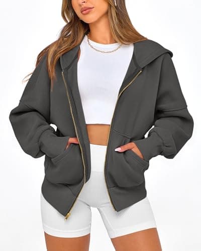 BTFBM Hoodies For Women Sweatshirt Fall Fashion Clothing 2026 Long Sleeve Fleece Jacket Winter Outfits Y2k Zip Up Hoodie(Dark Grey, Medium) - Thumbnail 5