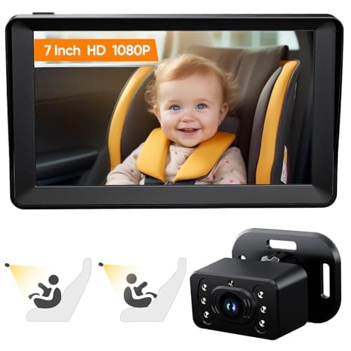 Kidsneed Baby Car Camera 7-Inch Baby Monitor for Car with USB Plug and Play Easy Setup 360 Degree Rotating Backseat Camera Two Kids HD 1080P Rear Facing Seat Cameras - Image 1