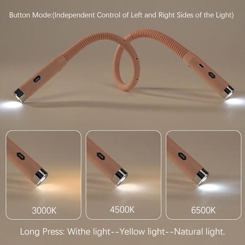 LED Neck Reading Light, 3-Color & 3-Brightness Adjustable Bendable Neck Light, USB Rechargeable Book Light for Reading in Bed, Knitting, Crochet, Camping, Working, Book Lovers Gifts (Pink) - Thumbnail 5