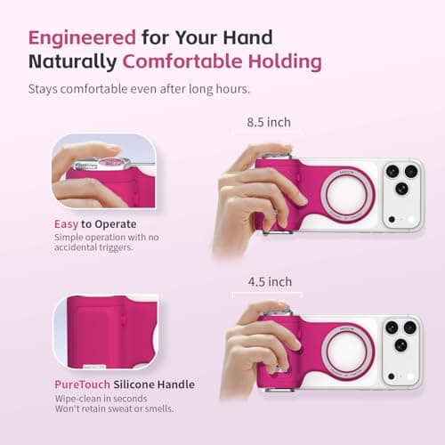 COMITOK MOCA iPhone 17 Pro Camera Grip No Need App for iOS26, Compatible iOS17 and iOS18, Fun Shot Magnetic Grip for Phone Native Camera with Anti-Drop Detachable Remote and Convenient Keychain Hook - Thumbnail 4