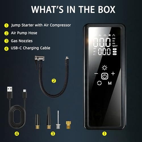 Tire Inflator Portable Air Compressor, 150PSI Digital CordlessTire Inflator with Auto Shut-Off, LED Light & Window Breaker, for Car SUV Motorcycle Bicycle Balls (Slim) - Thumbnail 6