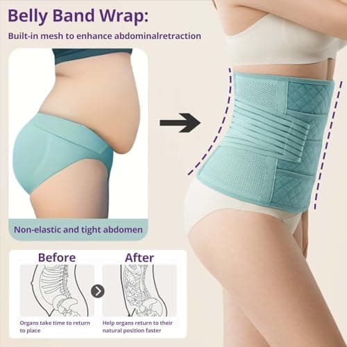 Postpartum Belly Band Wrap – C-Section Recovery Must Haves, Adjustable Tummy Control Binder with Pelvic Belt, Comfortable Support for Natural & Cesarean Sections, Shapewear, Elegant Quilted Design - Thumbnail 5