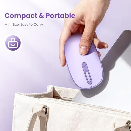 TECKNET Bluetooth Wireless Mouse (BT5.0/3.0 & 2.4G) Silent Click Compact and Portable USB Cordless Optical Computer Mice,Bluetooth Mouse for Laptop Computer Notebook PC,Purple - Thumbnail 5