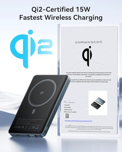 Kuulaa 0.5" Magsafe Portable Charger, 10000mAh Magnetic Power Bank & Slim Battery Pack - Qi2 Certified 15W Wireless Charging with 20W USB-C PD for iPhone 17/16/15/14/13/12 Pro/Air Series - Thumbnail 4