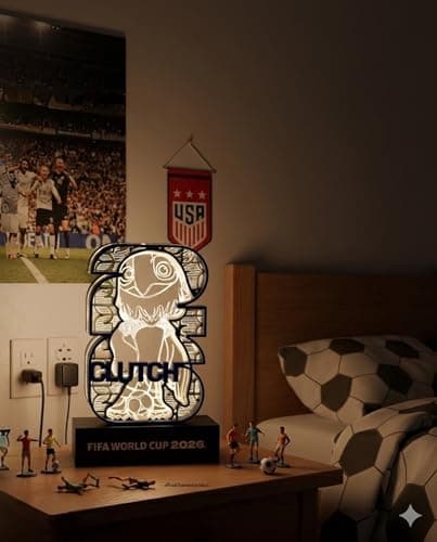 United States Mascot Clutch Official Licensed FIFA World Cup 2026 Collectible & Decorations Figurine Display, USA Soccer Ball Memorabilia for Fans, LED Desk Decor, World Cup Gift Father's Day - Thumbnail 4