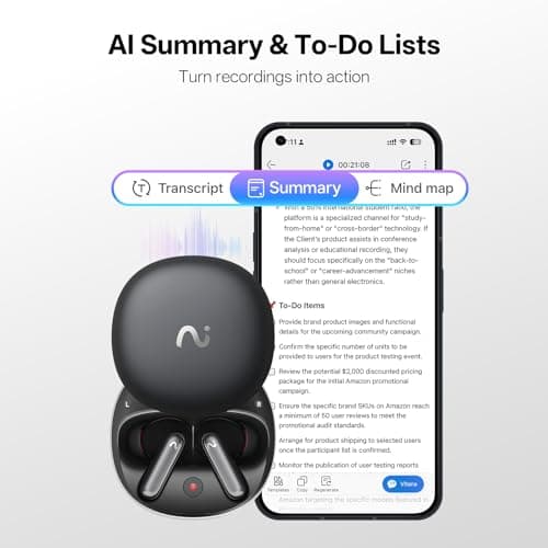 viaim RecDot Voice Recorder Earbuds: Professional AI Note Taker for Meetings, Calls & Lectures. Transcribe & Summarize, 78 Languages, 48dB Hybrid ANC AI Assistant for Deep Work, AES-256 Secure, Black - Thumbnail 5