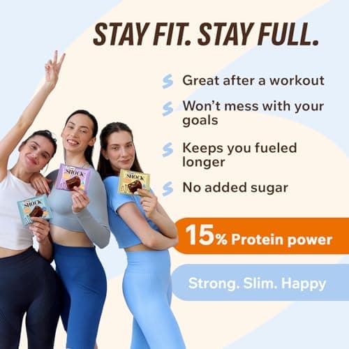 Fitness SHOCK Protein Brownie Variety Pack - No Added Sugar, 7.5g Protein, Low Carb Guilt-Free Dessert - Chocolate, Coconut, Banana - 0g Added Sugar, 10g Net Carbs, 5g Fiber - 10 x 50g - Thumbnail 6