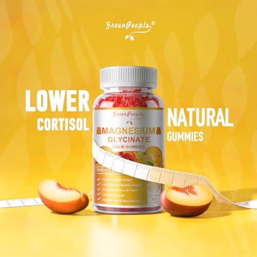 GREENPEOPLE Magnesium Glycinate Gummies with Citrate 1000mg, Taurate & Matale - Sugar Free - Magnesium Potassium Supplement with Vitamin D, K2 for Calm Mood & Zzz Support - 60 Peach Gummies - Thumbnail 4