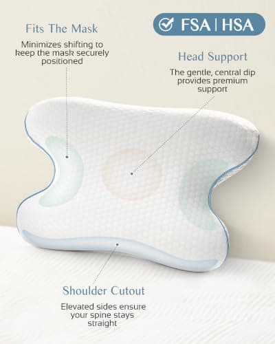 Joynox Travel Memory Foam CPAP Bed Pillow for Side & Back Sleepers, Portable Sleep Apnea Pillow with Storage Bag for All CPAP Masks Users, Washable Neck Support Pillow for Hotels Camping - Thumbnail 5