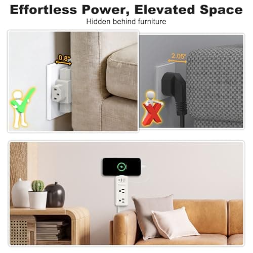 Electrical Outlet Extender Stick - Features USB-A, USB-C and 2 AC Outlets, Extends 6"-34" Extendable Outlet Extender with 4-Way Plug, Access Hard-to-Reach Outlets Behind Couches, Nightstands - 1 Pack - Thumbnail 5