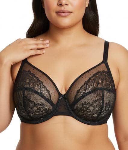 Vukoiswe Minimizer Bras for Women Full Coverage Unlined Underwire Bra Plus Size Bra for Heavy Breast Black