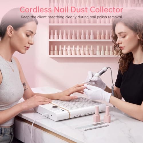 CHRISTINE SHELLY Nail Dust Collector, Bling Diamond Cordless Rechargeable 5000RPM Vacuum Nail Tech Fan Extractor, Professional Nail Duster Suction, Low Noise, Salon&Home - Thumbnail 4