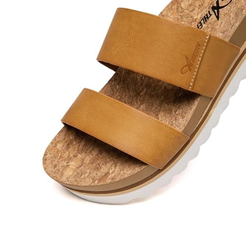 Athlefit Women's Two Strap Beach Slide Sandals Summer Brown Comfortable Sandals With Arch Support Footbed Slides Size 10 - Thumbnail 5