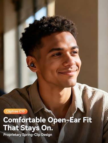 Kinglucky C10 Open Ear Clip On Earbuds, Spring-Clip Comfort & Secure Fit, Crystal-Clear Sound, 40H Playtime, Bluetooth 6.0 Wireless Headphones with Clear Calls,Glasses-Friendly, for Workouts & Commute - Thumbnail 2