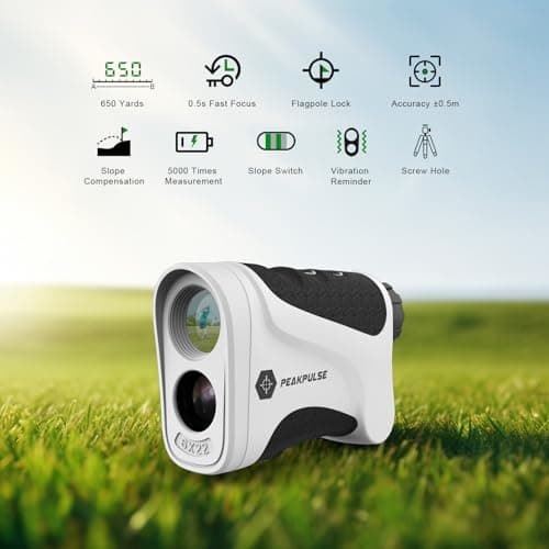 PEAKPULSE Golf Rangefinder 650 Yards with Pin Seeker & 6X Magnification - High Clarity LCD Display, Slope Mode, Waterproof Laser Range Finder for Golfing (No Magnets) - Thumbnail 2