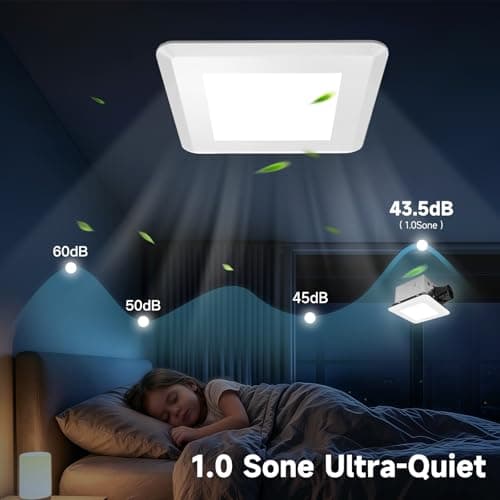 AHAWILL 8" Ultra Quiet Bathroom Exhaust Fan with Light,80 CFM,1.0 Sones,5CCT Dimmable,1000LM Ceiling Mount Bathroom Fan,Bathroom Vent Fan with Light,ETL & FCC Certified - Thumbnail 5