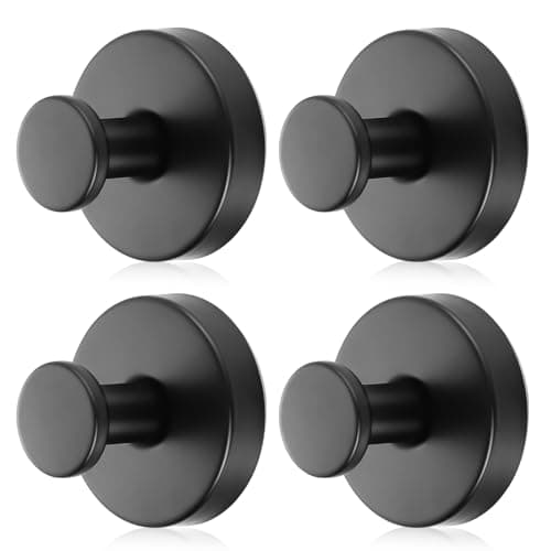 Dntorx Vacuum Suction Cup Hooks, 4 Pack Stainless Steel Suction Hook for Shower Bathroom Towel Hooks Shower Hooks Holders Hanging Towels, Loofah, Robe, Coat(Black) - Image 1