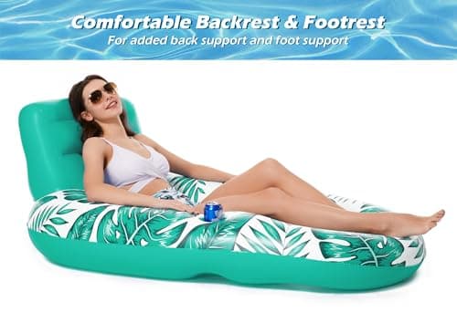 Jasonwell Inflatable Pool Float Adult - Pool Floaties Lounger Floats Raft Floating Chair Water Floaties for Swimming Pool Lake Lounge Float with Cup Holders Beach Pool Party Toys for Adults - Thumbnail 2