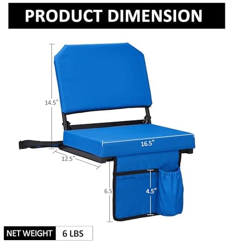 Dragosum Stadium Seats with Back Support Swivel, Bleacher Chairs with Shoulder Strap & Cup Holder, Upholstered Portable Folding Bleacher Seats - Thumbnail 3