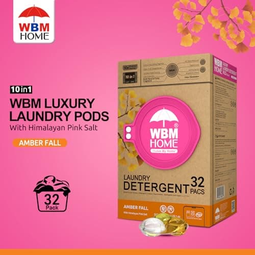 WBM Laundry Detergent Pods, 32 Count | Amber Fall Fragrance | 10 in 1 Laundry pods Detergent Ultra Power Cleaning with Plant-Based Scent, Extra Protection With 4D Stain Remover - Thumbnail 2