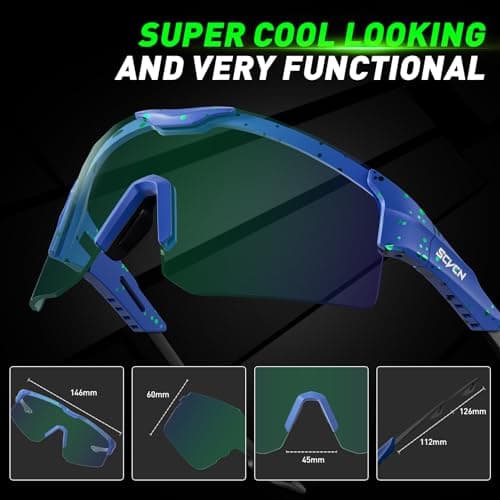 SCVCN Photochromic Cycling Glasses for Men Women UV400 Youth Sports Glasses for Running Baseball Golf - Thumbnail 6