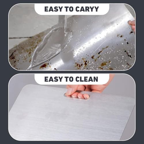 304 Stainless Steel Cutting Board, Non Toxic Cutting Boards for Kitchen, Dishwasher Safe and Hygienic Heavy Duty Chopping Board for Meat Vegetable Fruit(15"x 11",13"x 9",10"x 6") - Thumbnail 4