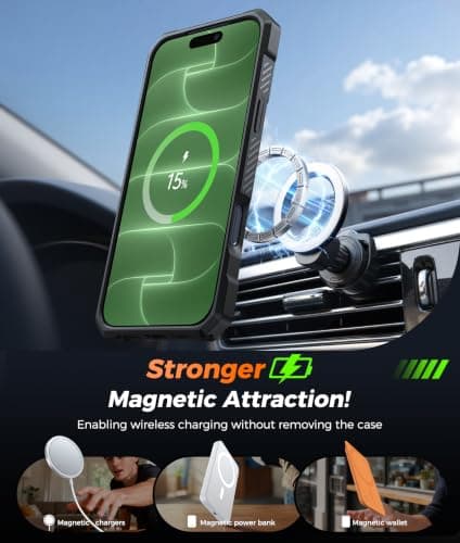 FNTCASE for iPhone 17 Pro-Max Case: [360 Spin Magnetic Ring Kickstand] [Compatible for MagSafe] [Screen Protector] Heavy Duty Military Grade Protection Protective Phone Case with Stand Green - Thumbnail 3