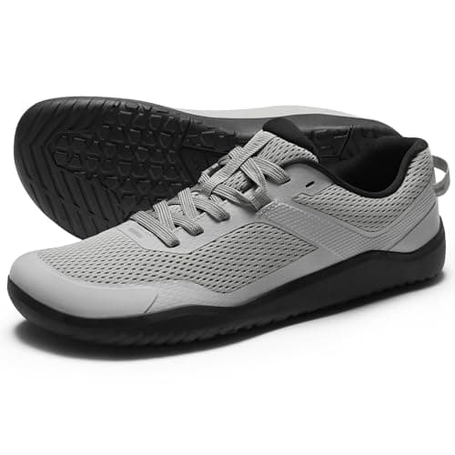 AIRHAS Mens Zero Drop Barefoot Shoes Anatomical Tox Box Sneakers for Men Gym Workout Cross Training Shoes(Light Grey,12.0) - Image 1