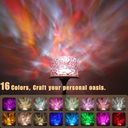 Waterproof Shower Light with Ocean Wave Projector - Rechargeable, Cordless Bathroom Lamp with 16 Colors, Remote & Touch Control, Dimmable LED for Shower, Bathtub, and Bedroom Relaxation (Khaki) - Thumbnail 3