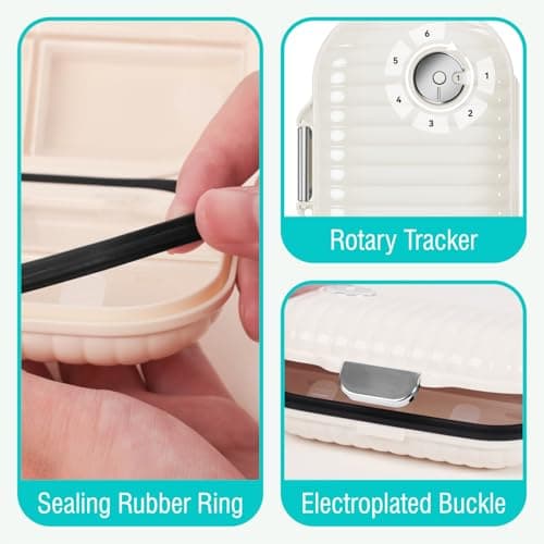 COMTAR Personal Pill Organizer 2PACK- Medicine Pill Case with Medicine Tracker, Waterproof Pill Box, 7 Compartments, Foldable Design (White) - Thumbnail 6