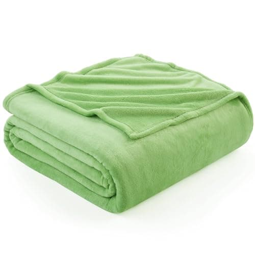 Hansleep Fleece Grass Green Throw XL Blanket, Super Soft Flannel Fuzzy Plush Cozy Blanket for All Seasons, Grass Green, Throw XL 50x70 Inches
