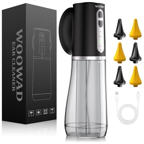 Ear Wax Removal Kit,Electric Ear Cleaner,Ear Cleaning Kit for Adults -250+300ML Dural Watertank,4 Adjustable Water Pressure,6 Tips,Splash-Proof Ear Muff,IPX7 Waterproof,One-Hand Use,Memory Record - Image 1