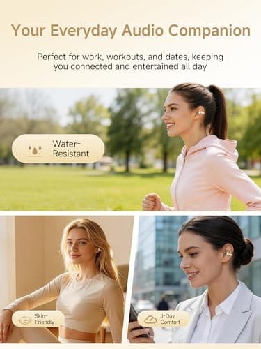 Clip On Earbuds, Open Ear Earbuds Wireless Bluetooth With Makeup Mirror Led Light, 4g Lightweight Soft Silicone Headphones With Bluetooth 6.0, Ipx6 Waterproof Fit For Women Yoga, Dates, Glasses - Thumbnail 6