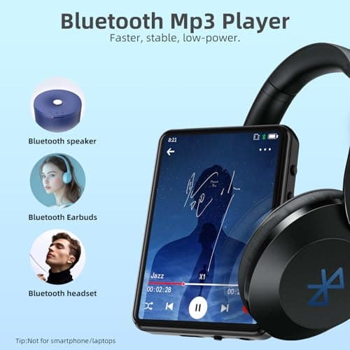 Tengsen MP3 Player with Bluetooth 5.3 – Portable Music Player with Speaker,FM Radio,E-Book,Shuffle/Repeat Play,Full Touch Screen MP3 Player for Meeting,Lectures, Fitness,SD Card Slot,64GB Black - Thumbnail 3