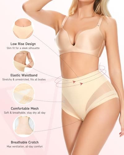 FVACPJ Shapewear Tummy Control Panties - Womens Shaping Underwear Compression Briefs Low Rise Cincher Bodyshaper Girdle Panty Nude - Thumbnail 5