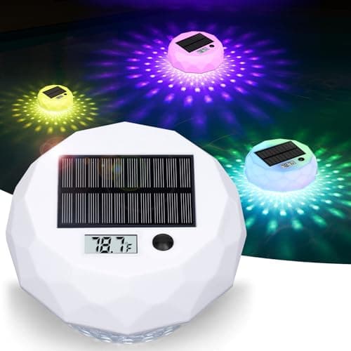 Pool Thermometer Floating Easy Read with Large Backlit LCD,Digital Pool Temperature Thermometer Dynamic RGB Light,Solar Powered, Waterproof for Above Ground Pools & Spas