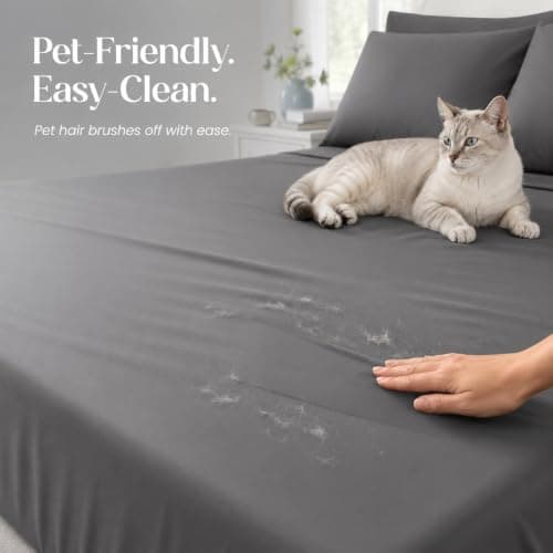 Dream Valley 4 PCS Cooling Sheets Queen Size with 2 Pillowcases, Gunmetal - Thumbnail 3