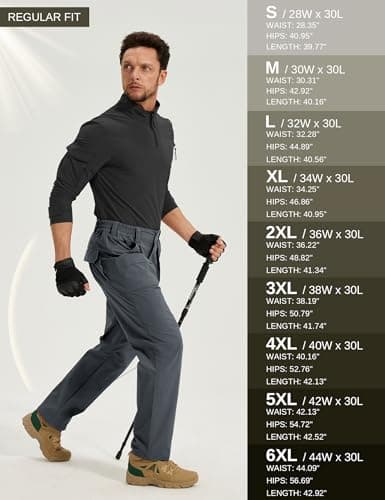 MOURCE Tactical Pants for Men Stretch - Lightweight Quick Dry Men's Cargo Work Pants Construction Military Outdoor, Grey XL - Thumbnail 6