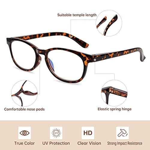 EYEGUARD Blue Light Reading Glasses 4 Pack Fashion Spring Hinge Readers for Women Computer Eyeglasses - Thumbnail 3